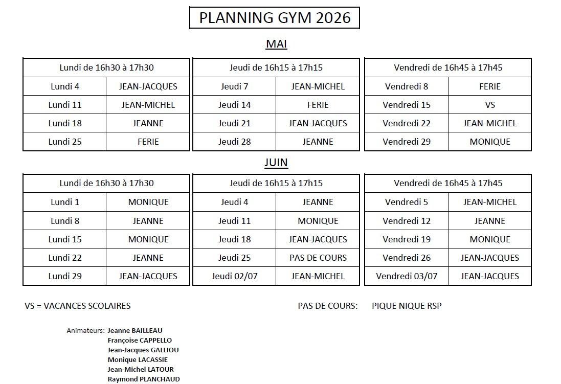 Planning gym 1
